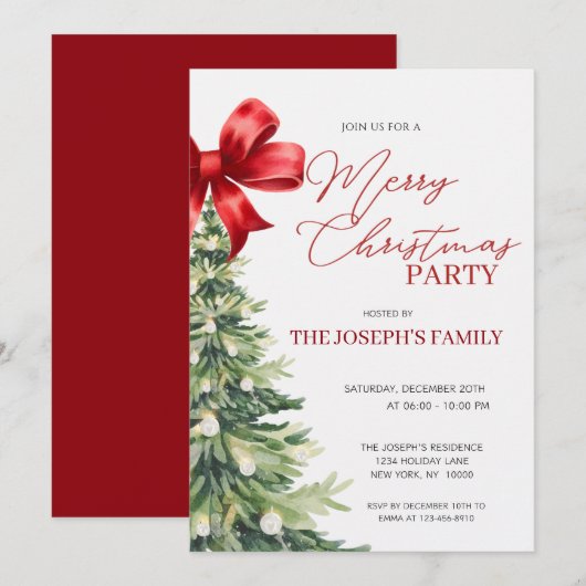 Elegante rustieke Waterverf kerstboomfeest Kaart (Voorkant / Achterkant)