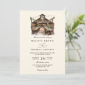 Elegante Rustieke Waterverf Landelijke QR Code Bru Kaart (Staand voorkant)