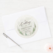 Elegante rustieke Waterverf pijnbomen Ronde Sticker (Envelop)