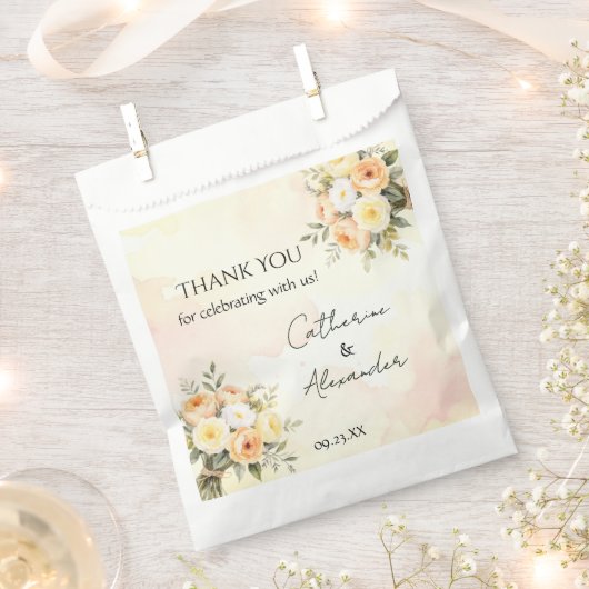 Elegante rustieke Waterverf Rozen bruiloft Dank u Bedankzakje (Geknipt)