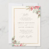 Elegante rustieke Waterverf Winter groen bruiloft Kaart (Voorkant)