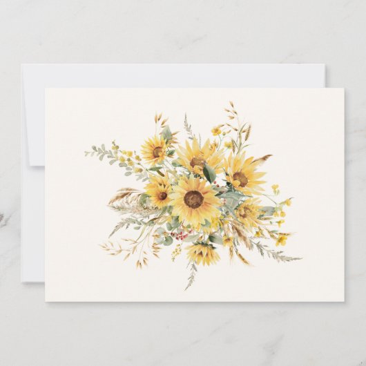 Elegante rustieke Waterverf Zonnebloem Bloemen Notitiekaartje (Achterkant)