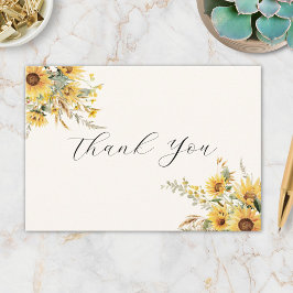Elegante rustieke Waterverf Zonnebloem Bloemen Vla Bedankkaart