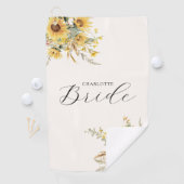 Elegante rustieke Waterverf Zonnebloem Bloemenbrui Golfhanddoek (Insitu)