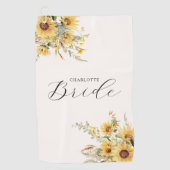 Elegante rustieke Waterverf Zonnebloem Bloemenbrui Golfhanddoek (Voorkant)