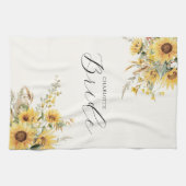 Elegante rustieke Waterverf Zonnebloem Bloemenbrui Theedoek (Horizontaal)