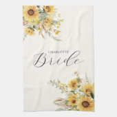 Elegante rustieke Waterverf Zonnebloem Bloemenbrui Theedoek (Verticaal)