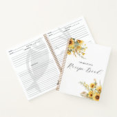 Elegante rustieke Waterverf Zonnebloem Bloemenrece Notitieboek (Binnen)
