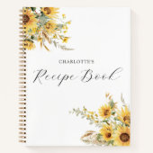 Elegante rustieke Waterverf Zonnebloem Bloemenrece Notitieboek (Voorkant)