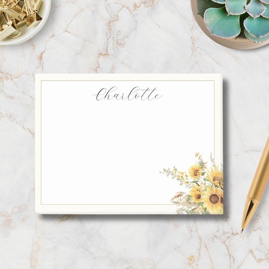 Elegante Rustieke Waterverf Zonnebloem Bloemstuk Post-it® Notes