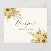 Elegante rustieke Waterverf Zonnebloem Recept Kaar (Achterkant)