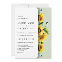 Elegante Rustieke Waterverf Zonnebloemen Bruiloft