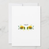 Elegante Rustieke Waterverf Zonnebloemen Bruiloft Kaart (Achterkant)