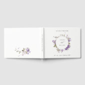 Elegante rustieke weide Lila bloemenkrans bruiloft Gastenboek (Volledig)