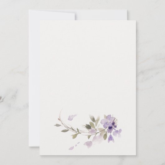 Elegante rustieke weide Lila bloemenkrans bruiloft Kaart (Achterkant)