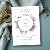 Elegante rustieke weide Lila bloemenkrans bruiloft Kaart