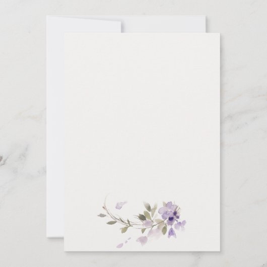 Elegante rustieke weide Lila bloemenkrans bruiloft Notitiekaartje (Achterkant)