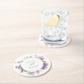 Elegante rustieke weide Lila bloemenkrans bruiloft Ronde Kartonnen Onderzetter (Insitu)