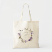 Elegante rustieke weide Lila bloemenkrans bruiloft Tote Bag (Voorkant)