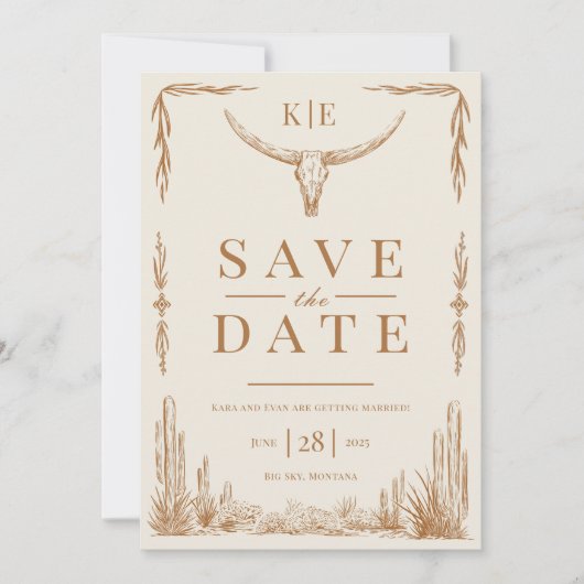 Elegante rustieke Westerne bruiloft Save the Date Kaart (Voorkant)