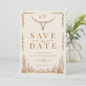 Elegante rustieke Westerne bruiloft Save the Date Kaart (Staand voorkant)