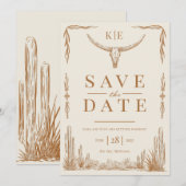 Elegante rustieke Westerne bruiloft Save the Date Kaart (Voorkant / Achterkant)