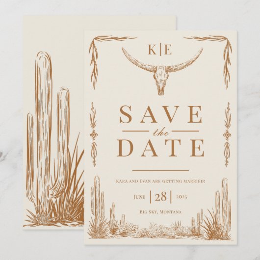 Elegante rustieke Westerne bruiloft Save the Date Kaart (Voorkant / Achterkant)