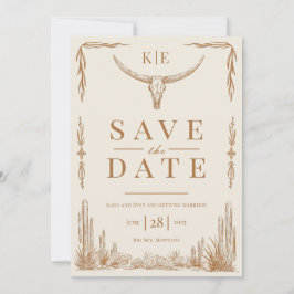 Elegante rustieke Westerne bruiloft Save the Date Kaart