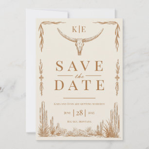 Elegante rustieke Westerne bruiloft Save the Date Kaart