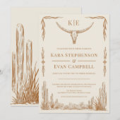Elegante rustieke Westerne bruiloft uitnodiging (Voorkant / Achterkant)