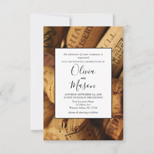 Elegante rustieke wijngaard en wijnkurk bruiloft K Kaart (Voorkant)