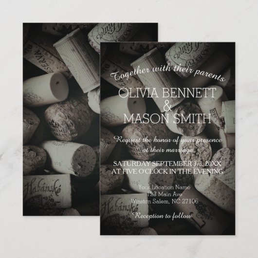 Elegante rustieke wijnkurk bruiloft Kaart (Voorkant / Achterkant)