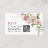 Elegante Rustieke Wildbloemen Bruiloft QR Code RSV Informatiekaartje (Voorkant)