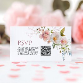 Elegante Rustieke Wildbloemen Bruiloft QR Code RSV Informatiekaartje