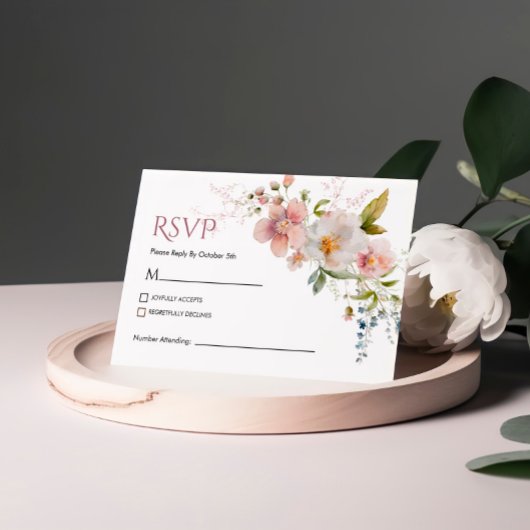 Elegante rustieke Wildbloemen bruiloft RSVP Kaart