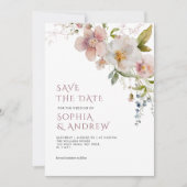 Elegante Rustieke Wildbloemen Bruiloft Save the Da Kaart (Voorkant)