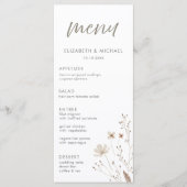 Elegante rustieke wilde bloem bloemenbruiloft menu (Voorkant)