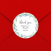 Elegante rustieke wilde bloem bruiloft dank u ronde sticker