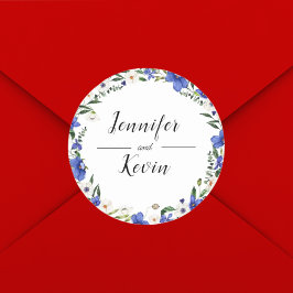 Elegante rustieke wilde bloem kleurrijke bruiloft ronde sticker