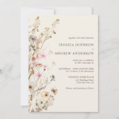 Elegante rustieke wilde bloemen beige bloemen brui kaart (Voorkant)