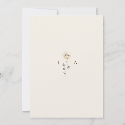 Elegante rustieke wilde bloemen beige bloemen brui kaart (Achterkant)