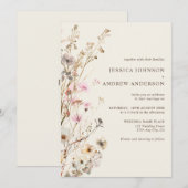 Elegante rustieke wilde bloemen beige bloemen brui kaart (Voorkant / Achterkant)