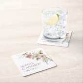 Elegante rustieke wilde bloemen bruiloft kartonnen onderzetters (Insitu)