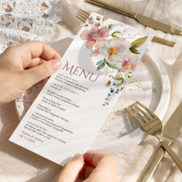 Elegante rustieke wilde bloemen bruiloft Menu