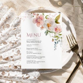 Elegante rustieke wilde bloemen bruiloft Menu