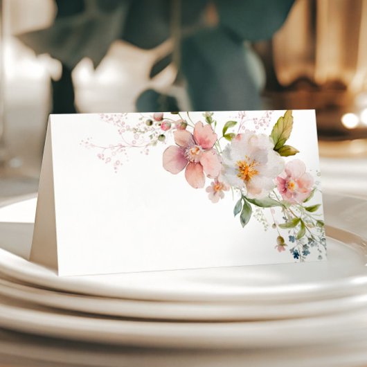 Elegante rustieke wilde bloemen bruiloft plaatskaartje