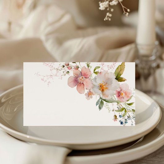 Elegante rustieke wilde bloemen bruiloft plaatskaartje