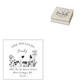 Elegante rustieke wilde bloemen familie terug adre rubberstempel (Gestempeld)