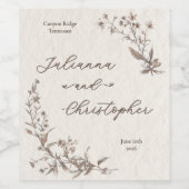 Elegante Rustieke Wilde Bloemen Script Wijn Etiket (Enkel label)