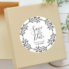 Elegante Rustieke Wilde Bloemen Trouwkaart Save Th Ronde Sticker
